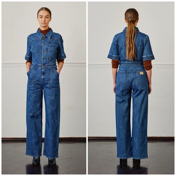 NEW Anthropologie Seventy + Mochi Elodie Denim Jumpsuit Size 2 - Picture 1 of 16